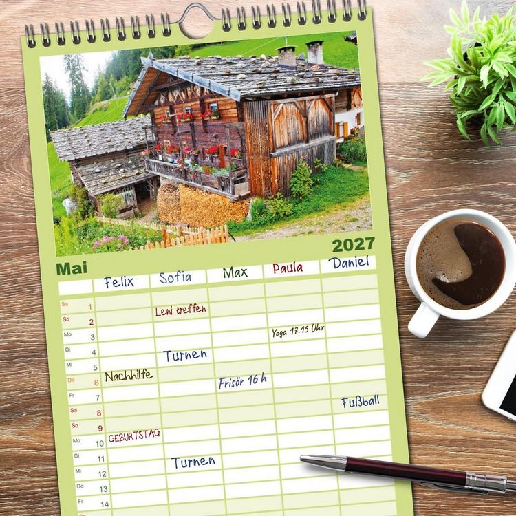 Produktbild: Familienplaner 2027 - Alte Zeitzeugen mit 5 Spalten (Wandkalender, 21 x 45 cm) CALVENDO