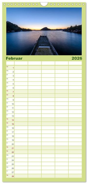 Produktbild: Familienplaner 2026 - Norwegens S&uuml;den mit 5 Spalten (Wandkalender, 21 x 45 cm) CALVENDO