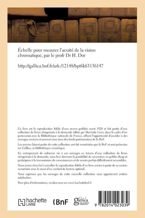 Produktbild: &Eacute;chelle pour mesurer l'acuit&eacute; de la vision chromatique