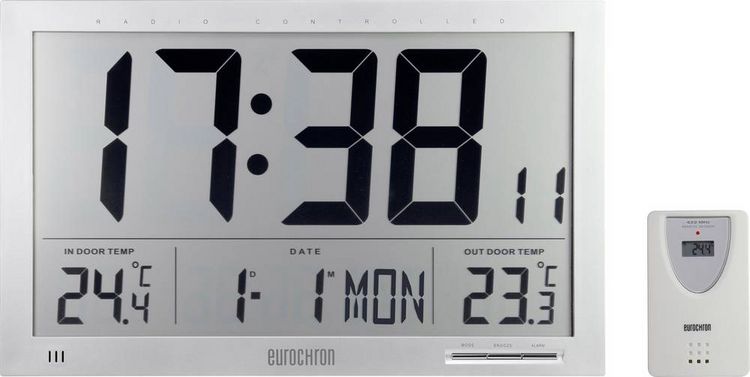 Produktbild: Eurochron EFWU Jumbo 102 Funk Wanduhr 37mm x 23mm x 3mm Silber