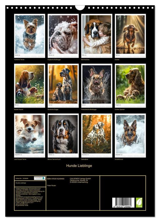 Produktbild: Hunde Lieblinge (Wandkalender 2026 DIN A3 hoch), CALVENDO Monatskalender