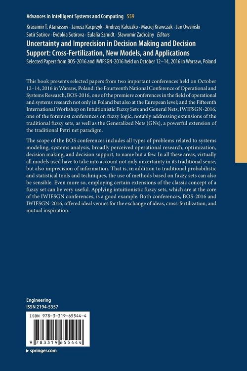 Produktbild: Uncertainty and Imprecision in Decision Making and Decision Support: Cross-Fertilization, New Models and Applications