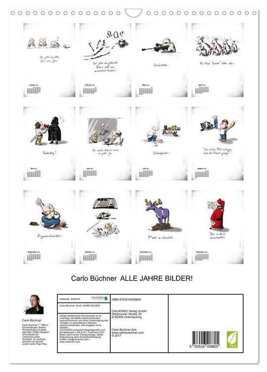 Produktbild: Carlo B&uuml;chner ALLE JAHRE BILDER! (Wandkalender 2026 DIN A3 hoch), CALVENDO Monatskalender