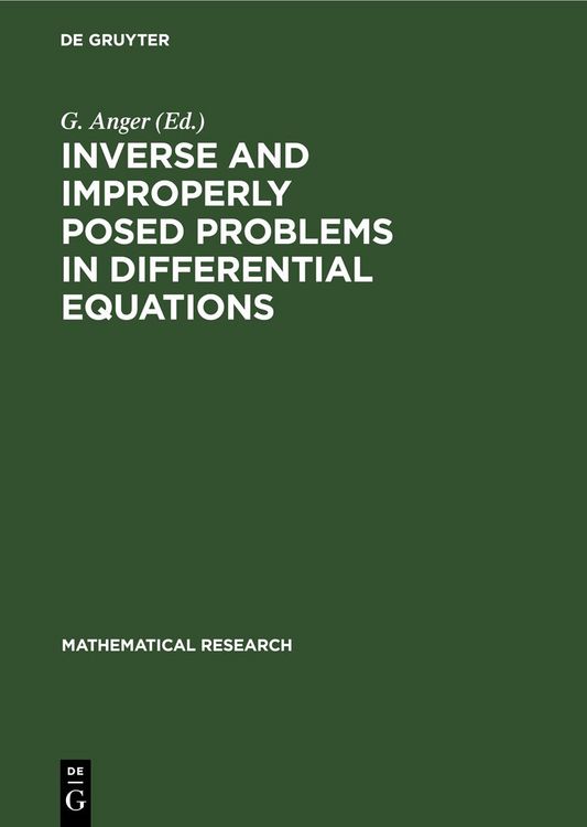 Produktbild: Inverse and Improperly Posed Problems in Differential Equations
