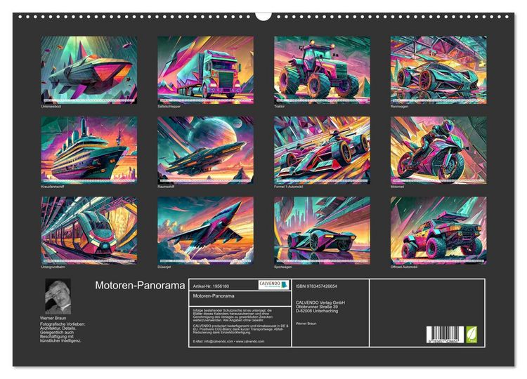 Produktbild: Motoren-Panorama (Wandkalender 2026 DIN A2 quer), CALVENDO Monatskalender