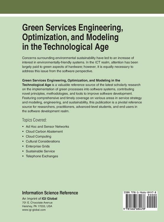 Produktbild: Green Services Engineering, Optimization, and Modeling in the Technological Age