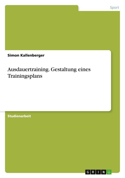 Produktbild: Ausdauertraining. Gestaltung eines Trainingsplans
