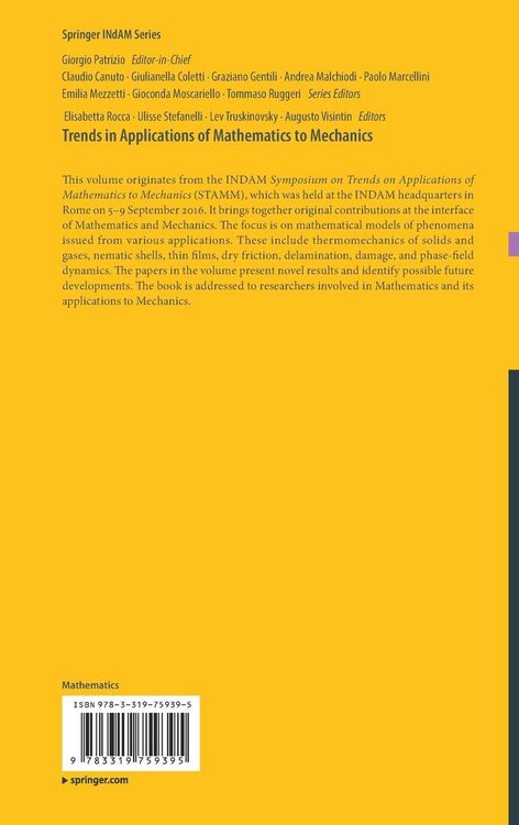 Produktbild: Trends in Applications of Mathematics to Mechanics