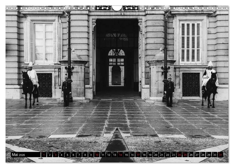 Produktbild: Madrid - Schwarz-Wei&szlig; Impressionen (Wandkalender 2026 DIN A3 quer), CALVENDO Monatskalender