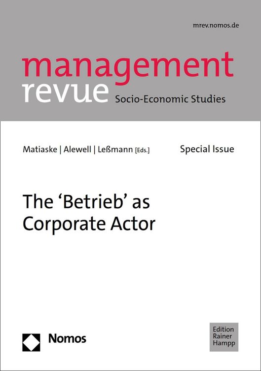 Produktbild: The 'Betrieb' as Corporate Actor