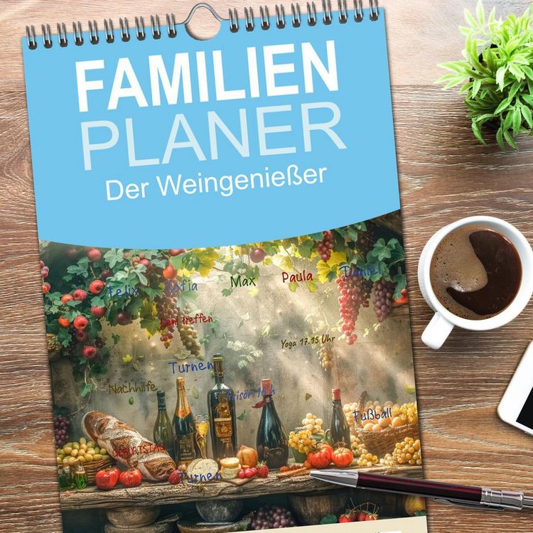 Produktbild: Familienplaner 2026 - Der Weingenie&szlig;er mit 5 Spalten (Wandkalender, 21 x 45 cm) CALVENDO