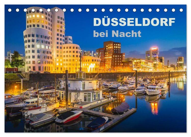 Produktbild: D&uuml;sseldorf bei Nacht (Tischkalender 2026 DIN A5 quer), CALVENDO Monatskalender