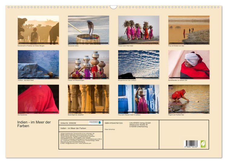 Produktbild: Indien - im Meer der Farben (Wandkalender 2026 DIN A2 quer), CALVENDO Monatskalender