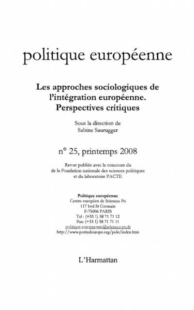 Produktbild: Les approches sociologiques de l'integration europeenne - pe