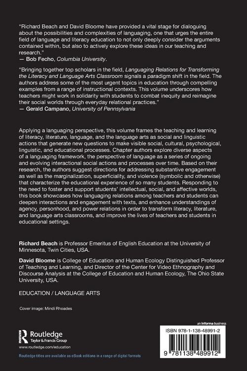 Produktbild: Languaging Relations for Transforming the Literacy and Language Arts Classroom