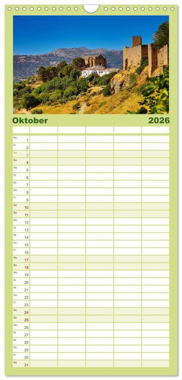 Produktbild: Familienplaner 2026 - Ronda in Andalusien - Stadt auf einem Felsplateau mit 5 Spalten (Wandkalender, 21 x 45 cm) CALVENDO
