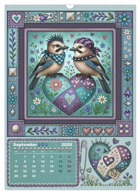 Produktbild: V&ouml;gel. Kleine Punks. Gro&szlig;es Herz. (Wandkalender 2026 DIN A3 hoch), CALVENDO Monatskalender