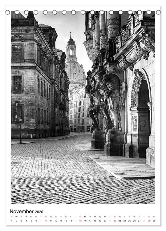 Produktbild: Dresden Traumstadt in Schwarz-Wei&szlig; (Tischkalender 2026 DIN A5 hoch), CALVENDO Monatskalender
