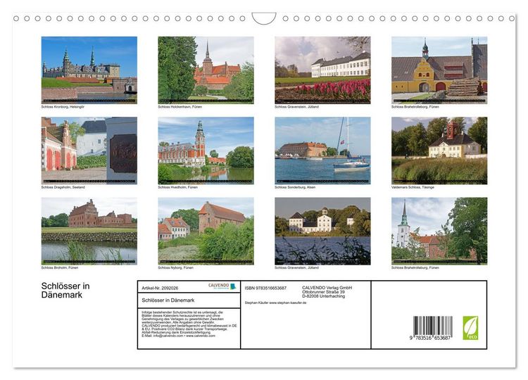 Produktbild: Schl&ouml;sser in D&auml;nemark (Wandkalender 2026 DIN A3 quer), CALVENDO Monatskalender