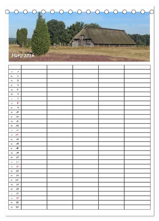 Produktbild: L&uuml;neburger Heide - Faszinierend sch&ouml;n (Tischkalender 2026 DIN A5 hoch), CALVENDO Monatskalender