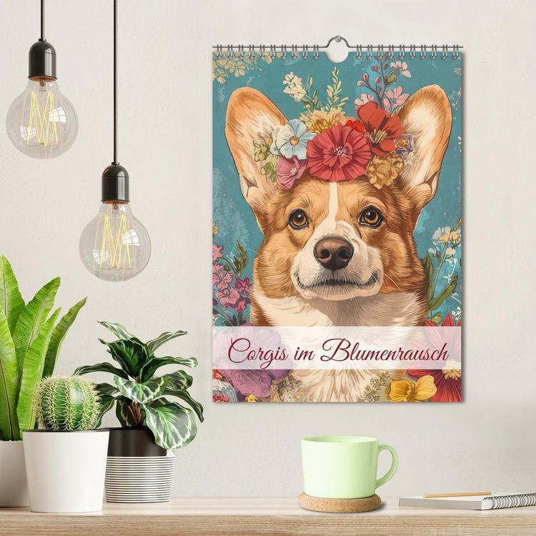 Produktbild: Corgis im Blumenrausch (Wandkalender 2026 DIN A4 hoch), CALVENDO Monatskalender