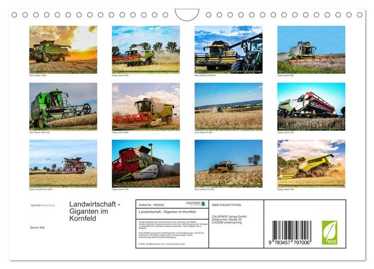 Produktbild: Landwirtschaft - Giganten im Kornfeld (Wandkalender 2026 DIN A4 quer), CALVENDO Monatskalender