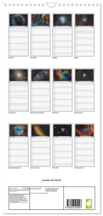 Produktbild: Familienplaner 2026 - Juwelen der Nacht mit 5 Spalten (Wandkalender, 21 x 45 cm) CALVENDO