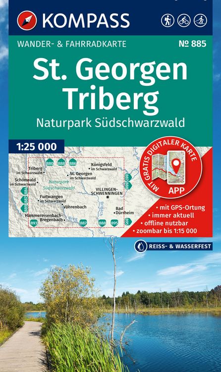 Produktbild: KOMPASS Wanderkarte 885 St. Georgen, Triberg, Naturpark Südschwarzwald 1:25.000