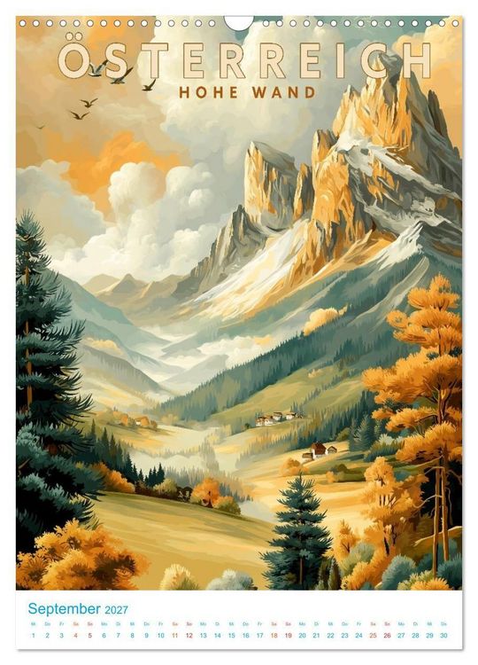 Produktbild: &Ouml;sterreich - Old School Poster Style (Wandkalender 2027 DIN A3 hoch), CALVENDO Monatskalender