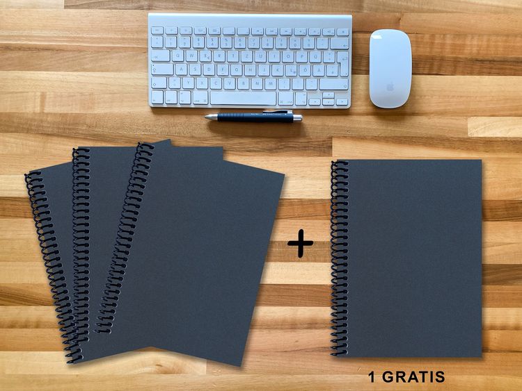 Produktbild: A 4 Notizbuch - Set, 3+1 gratis, Luxury 80 Seiten BLAU NEW LAPISLAZULI GLITTER-OPTIK, punktiert 10x10mm