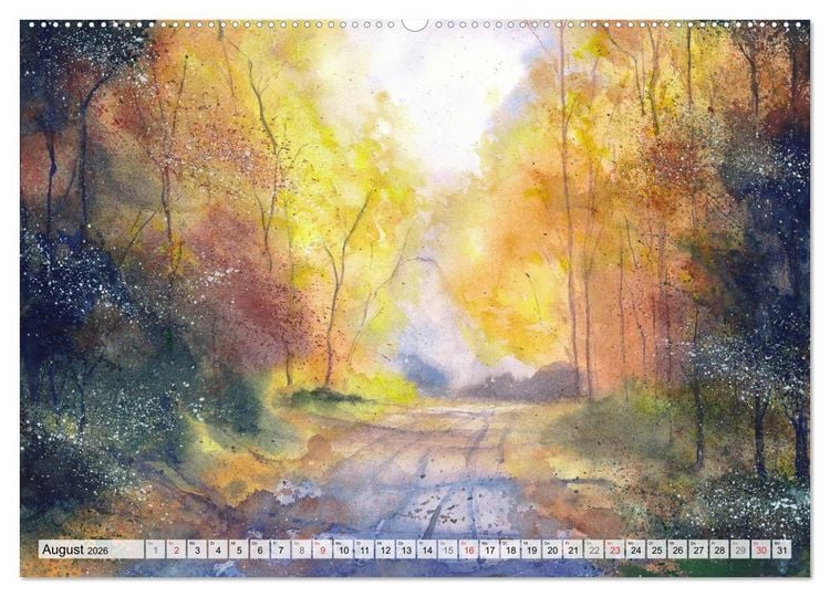 Produktbild: B&auml;ume in Aquarell (Wandkalender 2026 DIN A2 quer), CALVENDO Monatskalender