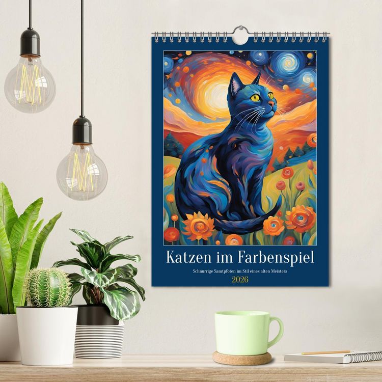 Produktbild: Katzen im Farbenspiel (Wandkalender 2026 DIN A4 hoch), CALVENDO Monatskalender