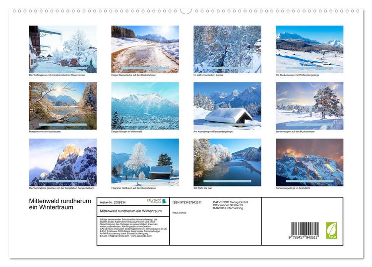 Produktbild: Mittenwald rundherum ein Wintertraum (hochwertiger Premium Wandkalender 2026 DIN A2 quer), Kunstdruck in Hochglanz