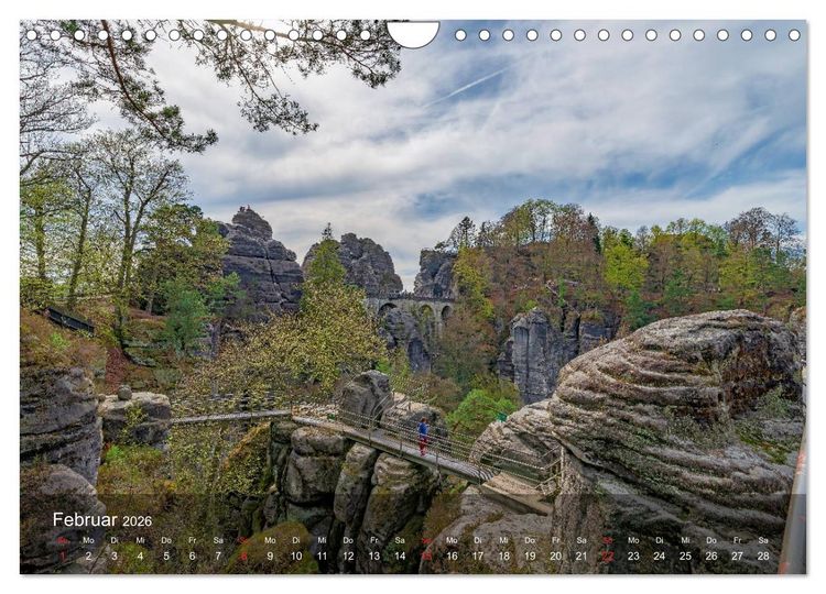 Produktbild: Elbsandsteingebirge - Rund um die Bastei (Wandkalender 2026 DIN A4 quer), CALVENDO Monatskalender