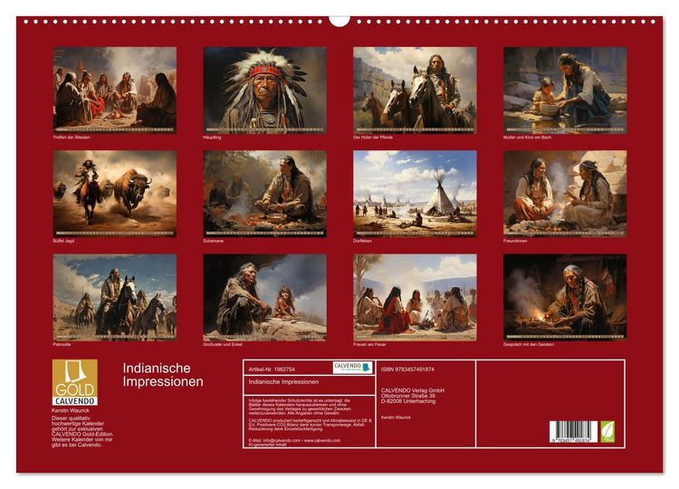 Produktbild: Indianische Impressionen (Wandkalender 2026 DIN A2 quer), CALVENDO Monatskalender