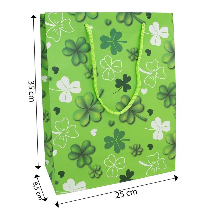Produktbild: Idena Geschenktasche Gl&uuml;cksklee gr&uuml;n 25x35x8cm 128g/m&sup2;