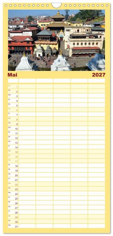 Produktbild: Familienplaner 2027 - Einzigartiges NEPAL mit 5 Spalten (Wandkalender, 21 x 45 cm) CALVENDO