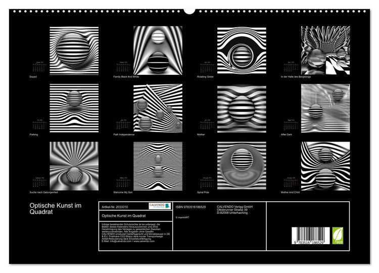 Produktbild: Optische Kunst im Quadrat (hochwertiger Premium Wandkalender 2026 DIN A2 quer), Kunstdruck in Hochglanz