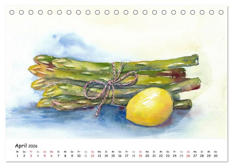 Produktbild: Gem&uuml;se Aquarelle (Tischkalender 2026 DIN A5 quer), CALVENDO Monatskalender