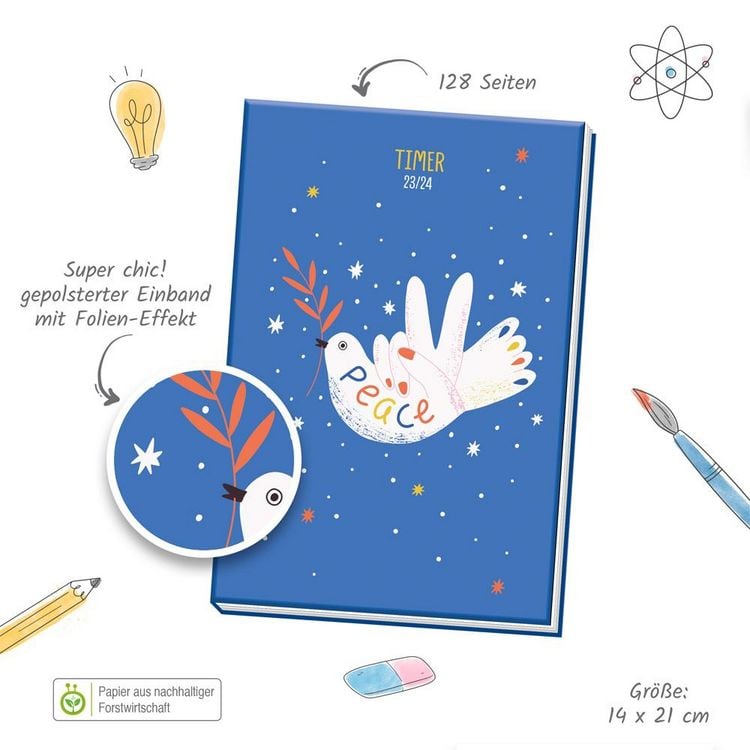 Produktbild: Tr&ouml;tsch Sch&uuml;lerkalender Specials mit Wattierung Peace 23/24