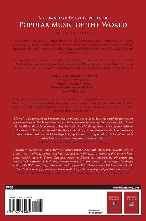 Produktbild: Bloomsbury Encyclopedia of Popular Music of the World, Volume 7