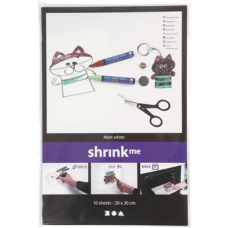 Produktbild: Creativ Company Schrumpffolienplatten Plastikschrumpfplatten, Mattwei&szlig;, 20x30 cm, Dicke 0,3 mm, 10 Blatt/ Kreativ Box