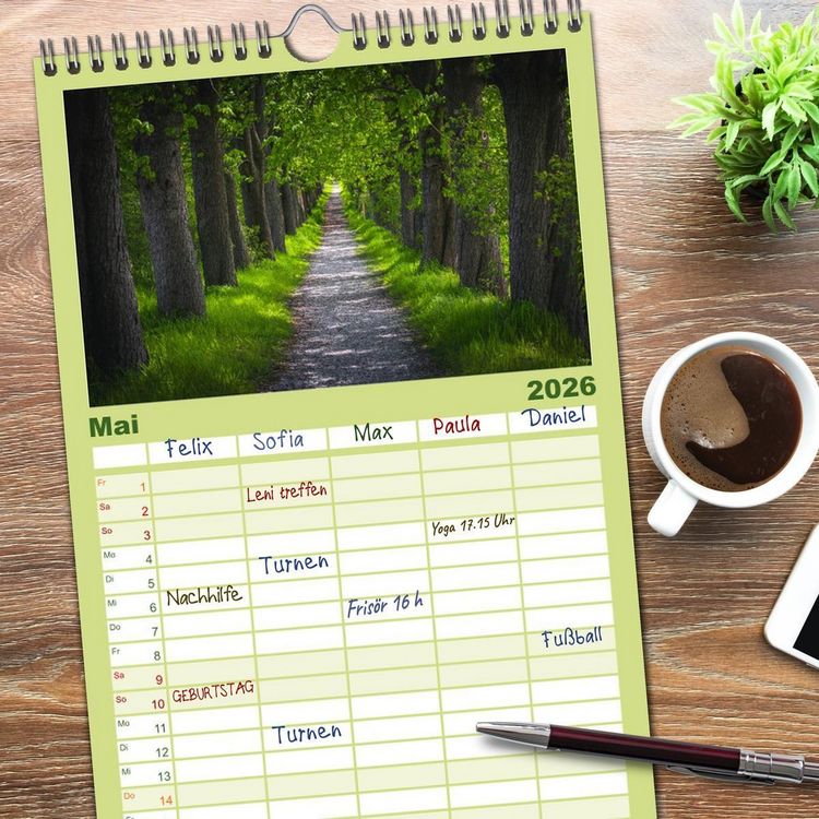Produktbild: Familienplaner 2026 - Magischer Harzwald mit 5 Spalten (Wandkalender, 21 x 45 cm) CALVENDO