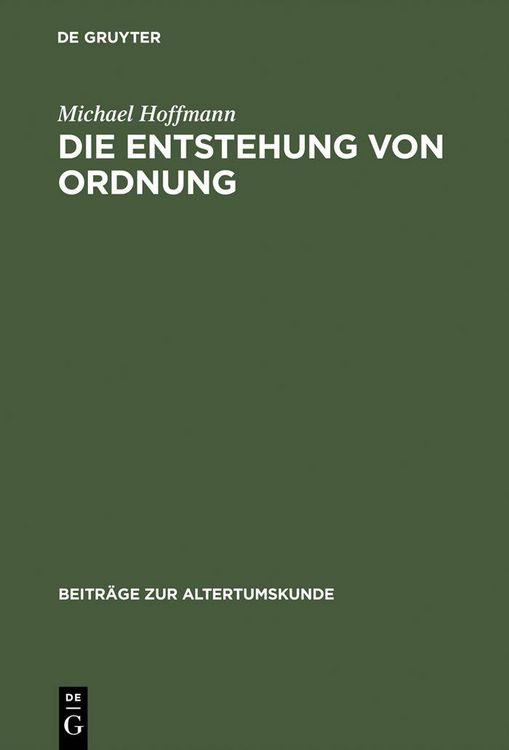 Produktbild: Die Entstehung von Ordnung