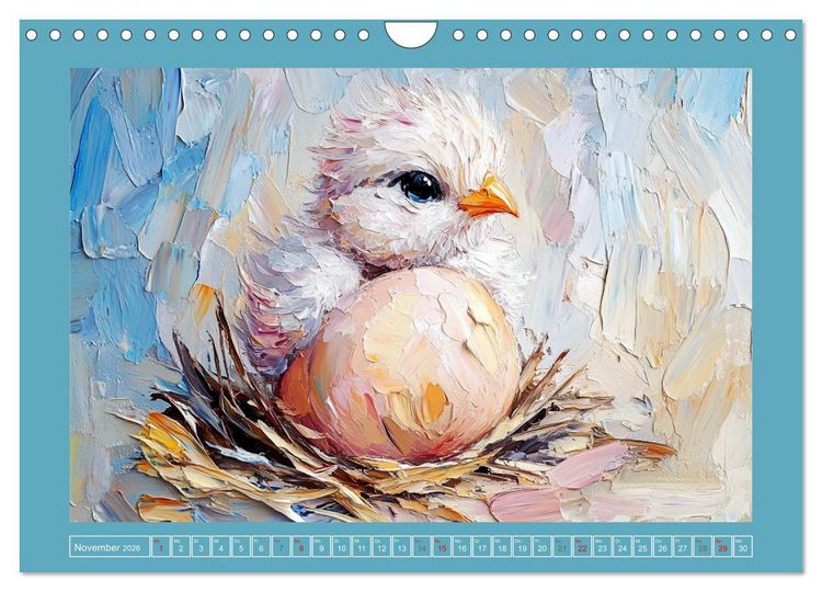 Produktbild: Federleichte Sch&ouml;nheiten. Duftige H&uuml;hner-Paintings (Wandkalender 2026 DIN A4 quer), CALVENDO Monatskalender