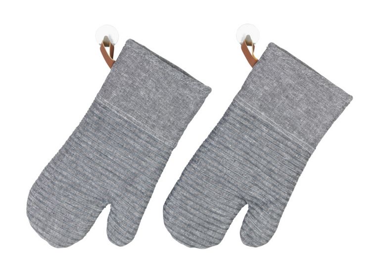 Produktbild: Topfhandschuhe Mod. Ada Stripes Grau, Silikonstreifen f&uuml;r sicheren Griff
