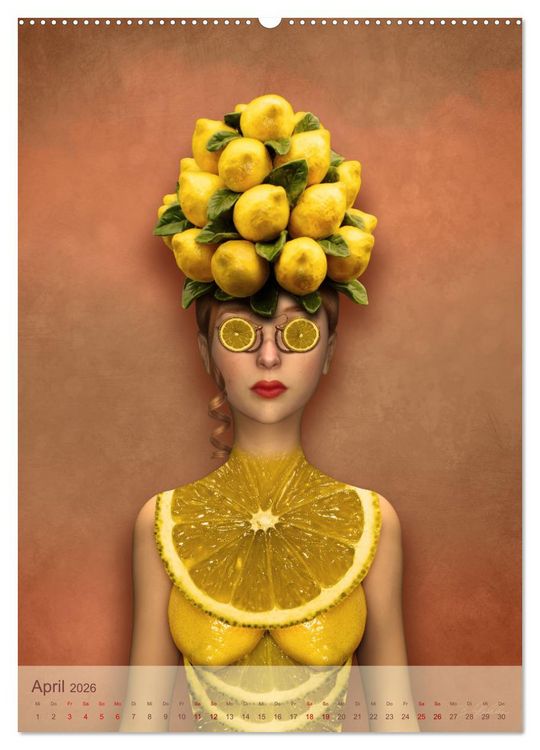 Produktbild: Zum Anbeissen - surreale Frauenportraits mit Obst und Gem&uuml;se (hochwertiger Premium Wandkalender 2026 DIN A2 hoch), Kunstdruck in Hochglanz