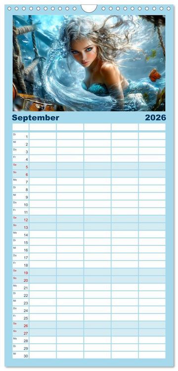 Produktbild: Familienplaner 2026 - Geheimnisvolle Meerjungfrau mit 5 Spalten (Wandkalender, 21 x 45 cm) CALVENDO