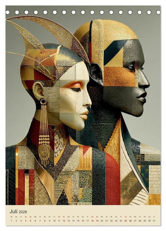 Produktbild: Afrikanische Anmut in Geometrie (Tischkalender 2026 DIN A5 hoch), CALVENDO Monatskalender