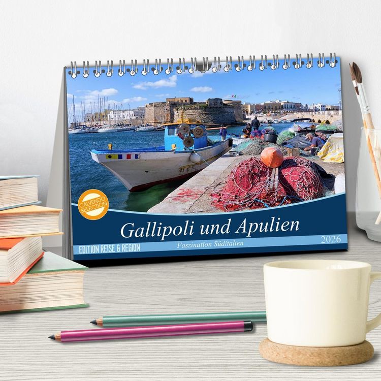 Produktbild: Gallipoli und Apulien - Faszination S&uuml;ditalien (Tischkalender 2026 DIN A5 quer), CALVENDO Monatskalender